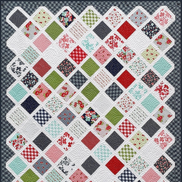 6 Sizes Make It Scrappy Quilt Pattern PRINTED, Charm Squares Layer Cakes, Baby Lap Throw Twin Queen King, Quick and Easy, Busy Hands Quilts