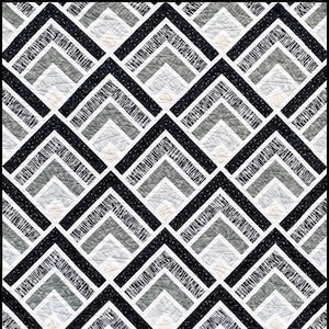 4 Sizes Mountain Peaks Quilt Pattern PRINTED, Baby Throw Queen King, Ombre Log Cabin Blocks, Easy Quilt Patterns, Busy Hands Quilts