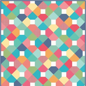 Patrón de edredón Sweetness de 6 tamaños, DESCARGA DIGITAL en PDF, Patrones de edredón fáciles, Charm Squares, Layer Cakes, Fat Quarters, Edredones Busy Hands