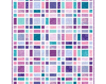 9 Sizes Snappy Squares Quilt Pattern, PRINTED PAPER, Baby Crib Lap 2 Throws Full 2 Queens King, Layer Cakes or FQs, Busy Hands Quilts