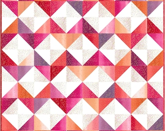 8 Sizes Windblown Quilt Pattern, PDF DIGITAL DOWNLOAD, Baby Crib Lap 2 Throws Twin 2 Queens King, Fat Quarter Friendly, Busy Hands Quilts