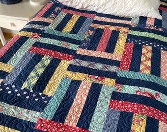 5 Sizes Skyline Divide Quilt Pattern PRINTED, Baby Throw Twin Queen King, Quick and Easy, Jelly Rolls or Fat Quarters, Busy Hands Quilts