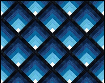 2 Sizes Waterfall II Quilt Pattern PRINTED, Throw and Queen Sizes, Ombre Gradating Pattern, Colorwash Log Cabin Blocks, Busy Hands Quilts