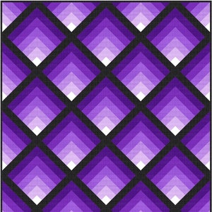 2 Sizes Waterfall II Quilt Pattern, PDF DIGITAL Download, Throw and Queen, Ombre Gradating, Colorwash Log Cabin Blocks, Busy Hands Quilts