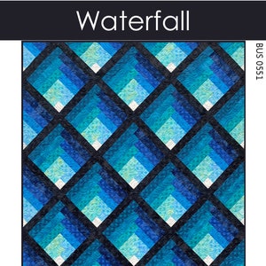 2 Sizes Waterfall Quilt Pattern PRINTED, Two Color Ombre Gradating Pattern, Throw and Queen, Colorwash Log Cabin Blocks, Busy Hands Quilts image 10