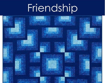 3 Sizes Friendship Quilt Pattern PRINTED, Easy Quilt Pattern, Ombre Colorwash Pattern, Throw, Twin XL, Queen, Myra Barnes Busy Hands Quilts
