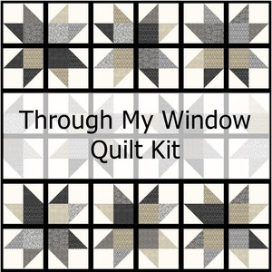 QUILT KIT Through My Window in Sanctuary Fabrics, Throw Size, Quilt Pattern included, Free Shipping, Neutral Grays, Busy Hands Quilts