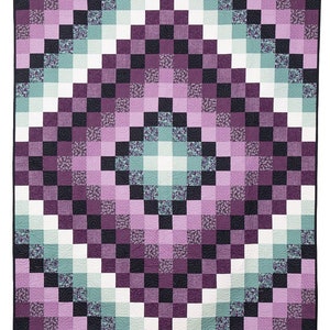 4 Sizes Around the World Quilt Pattern PAPER, Baby Lap Throw Queen, Strip Pieced Pattern, Myra Barnes of Busy Hands Quilts