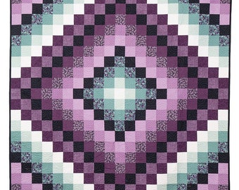4 Sizes Around the World Quilt Pattern PAPER, Baby Lap Throw Queen, Strip Pieced Pattern, Myra Barnes of Busy Hands Quilts