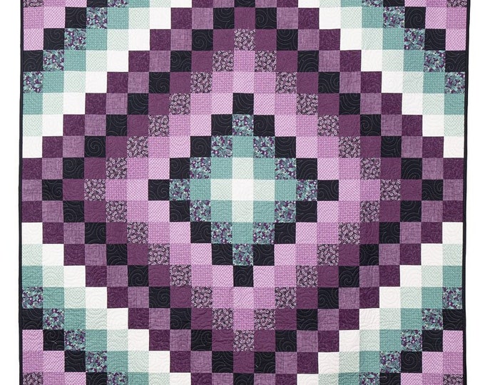 4 Sizes Around the World Quilt Pattern PRINTED, Baby Lap Throw Queen