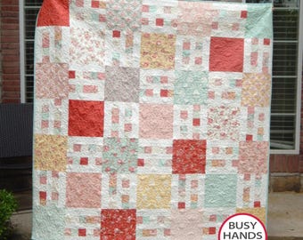 7 Sizes Picket Fence Quilt Pattern, PDF DIGITAL DOWNLOAD, Easy and Quick, Baby Throw Twin Queen King, Layer Cakes or FQs, Busy Hands Quilts