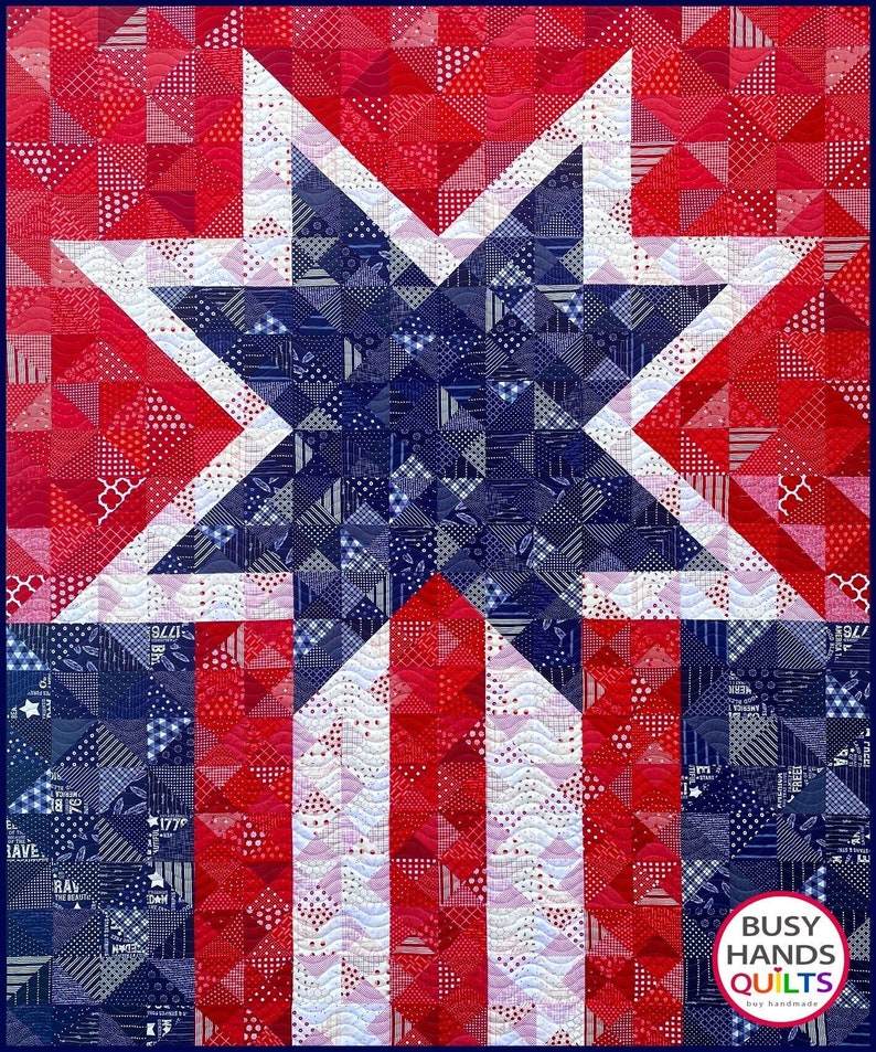 2 Sizes Star Spangled Quilt Pattern PRINTED, Twin and King, Red White Blue, American Flag Quilt of Valor, Myra Barnes of Busy Hands Quilts image 8