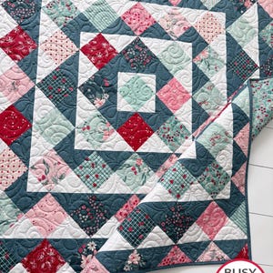 5 maten Ga verder naar My Lou-quiltpatroon, pdf-DIGITAL DOWNLOAD, babykleed Twin Queen King, bedelvierkanten Layer Cakes, Quilts met drukke handen