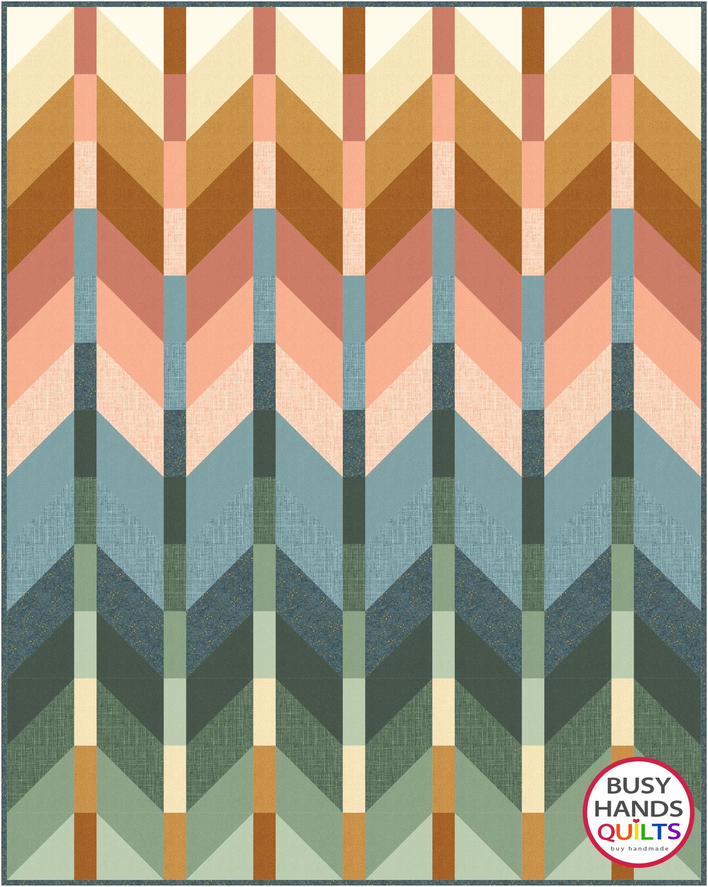 6 Sizes Ombre Mountains Quilt Pattern, PDF DIGITAL DOWNLOAD, Baby Lap Throw Twin Queen King, Baby Quilt Patterns, Busy Hands Quilts
