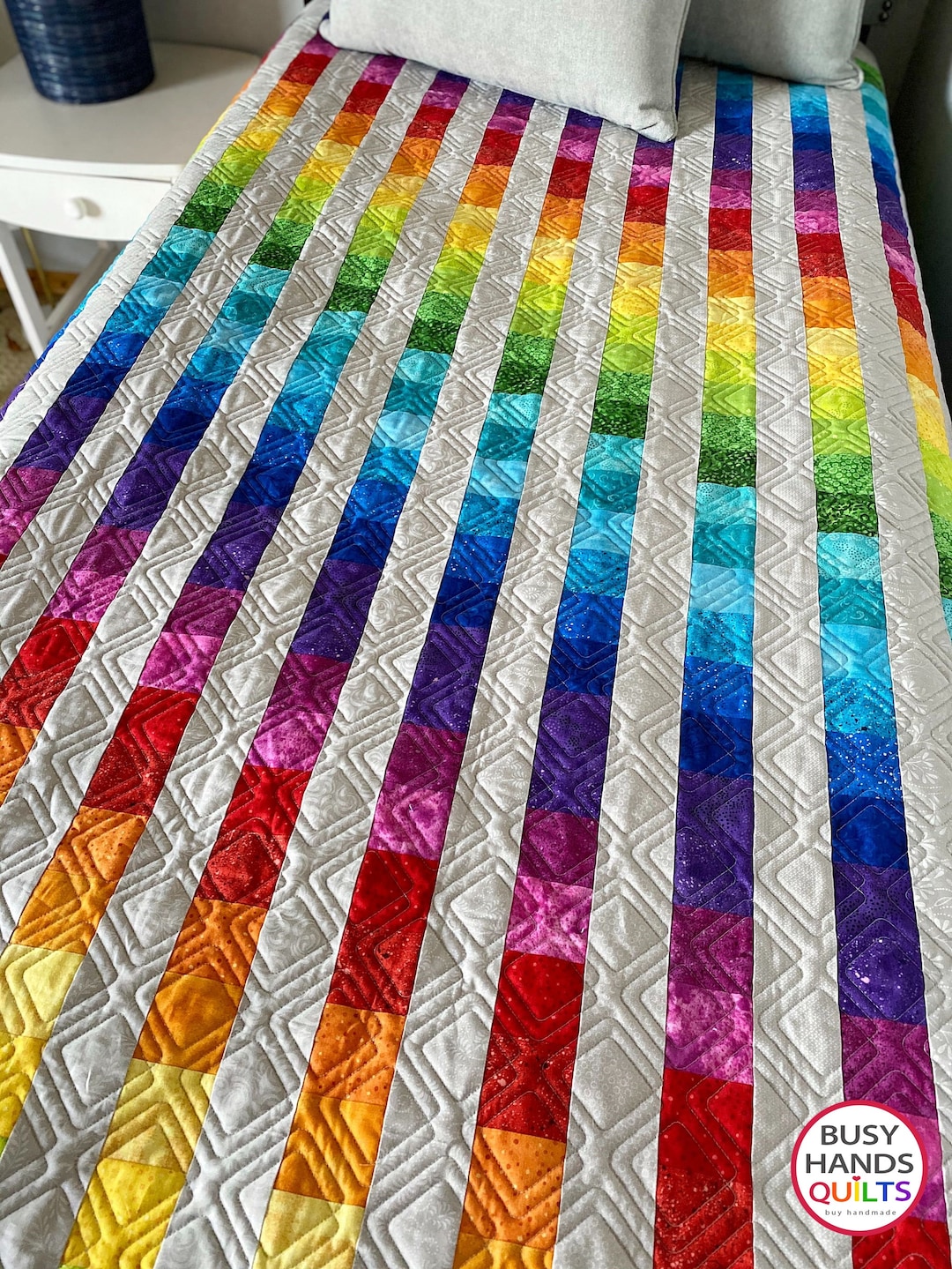 Easy Bargello Quilt Pattern IMPERFECT, PRINTED, Rainbow Ombre Jelly ...