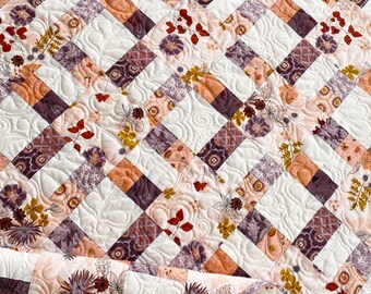 Handmade Bountiful Throw Quilt in Maple READY TO SHIP Handcrafted by Myra Barnes of Busy Hands Quilts
