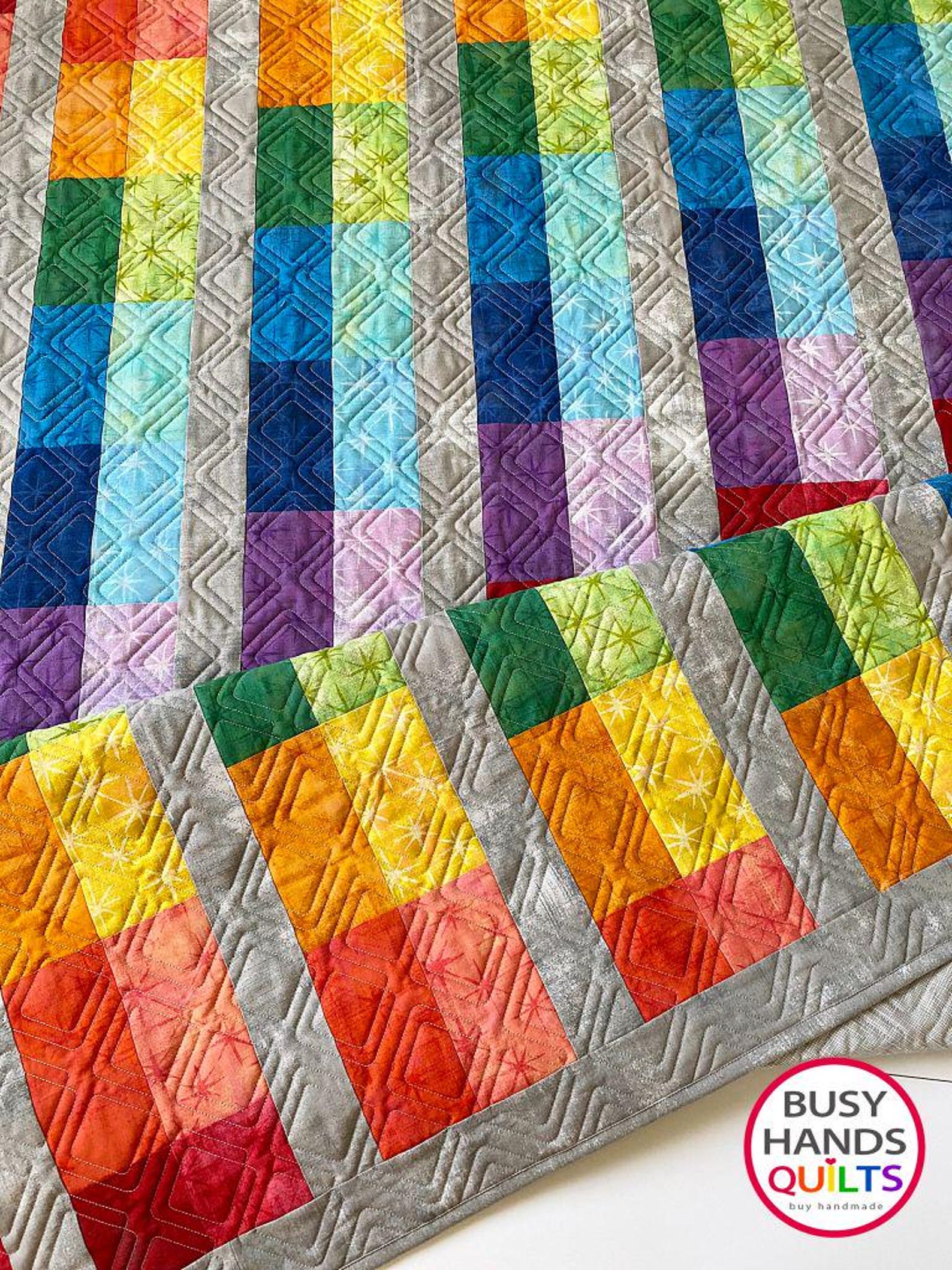5 Sizes Rainbow Burst Quilt Pattern, PDF DIGITAL DOWNLOAD, Rainbow ...
