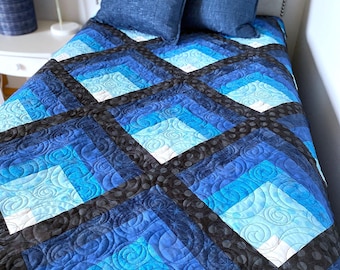 Handmade Waterfall Ii Throw Quilt in Moda Grunge READY TO SHIP Handcrafted by Myra Barnes of Busy Hands Quilts