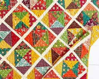 Handmade Sunshine Throw Quilt in Autumn Afternoon READY TO SHIP by Myra Barnes of Busy Hands Quilts