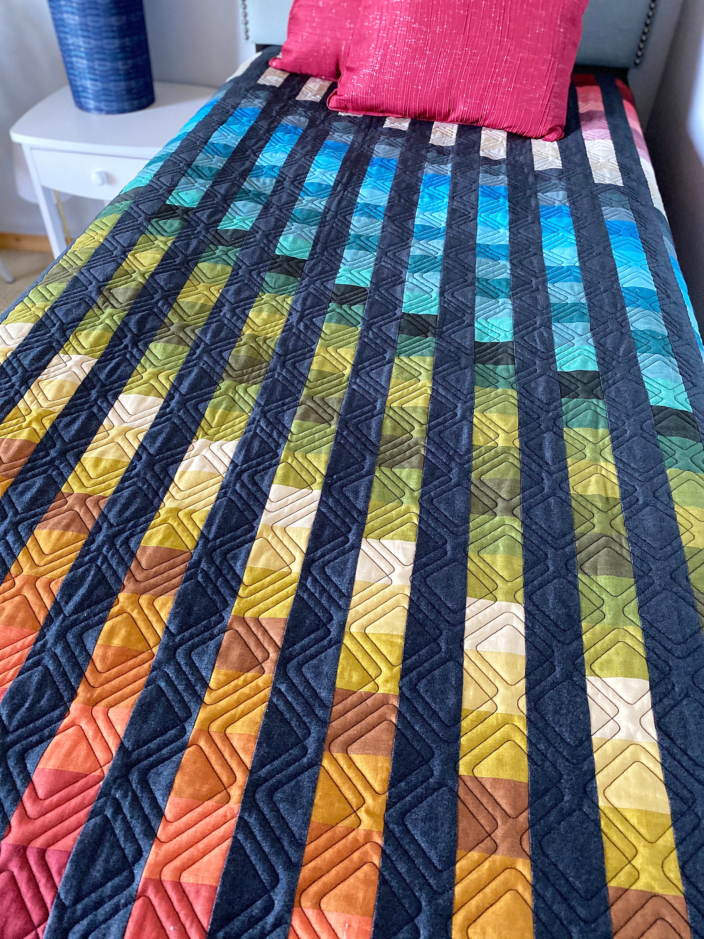 Easy Bargello Quilt Pattern IMPERFECT, PRINTED, Rainbow Ombre Jelly ...