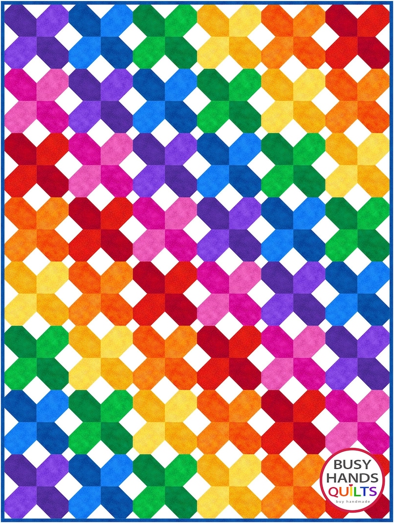 8 Sizes Glimmer Quilt Pattern PRINTED, Easy and Quick, 8 Sizes Baby to King, Yardage, Ombre Gradating Rainbow, Busy Hands Quilts image 9