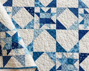 Handmade Fireworks Throw Quilt READY TO SHIP in Perfect Union by Myra Barnes of Busy Hands Quilts
