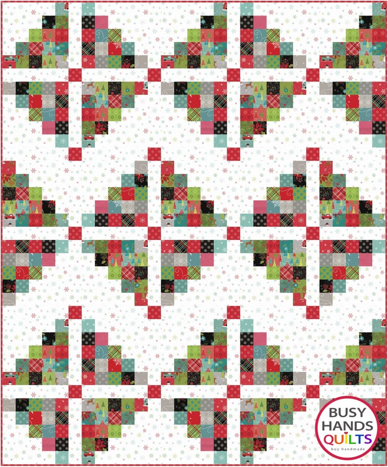 May include: A quilt pattern with a white background and a repeating pattern of red, green, blue, and black squares. The pattern is made up of small squares that are arranged in a geometric design. The quilt is surrounded by a white border.