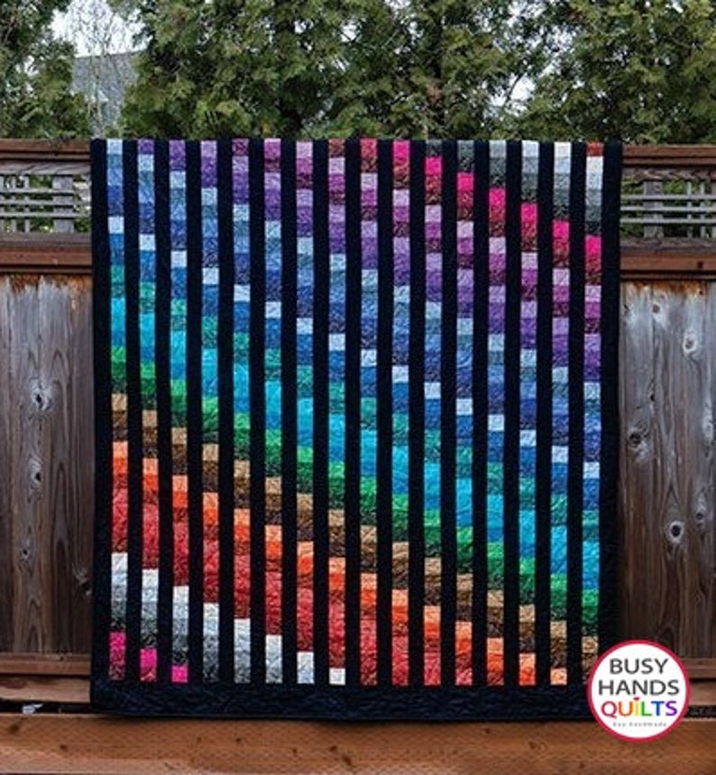 Easy Bargello Quilt Pattern IMPERFECT, PRINTED, Rainbow Ombre Jelly ...
