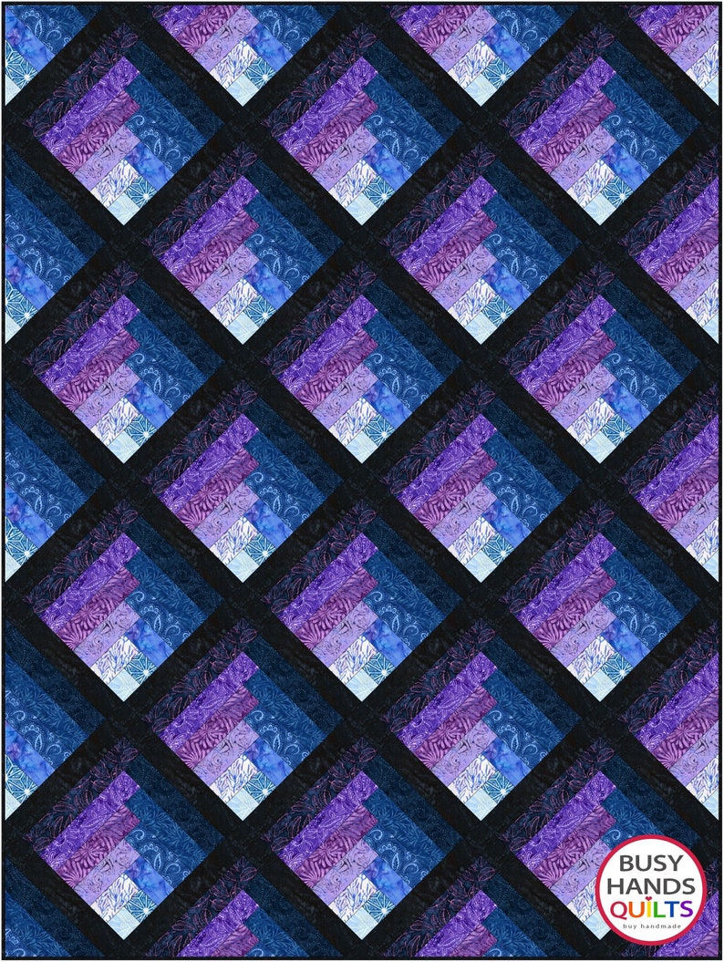 2 Sizes Waterfall Quilt Pattern PRINTED, Two Color Ombre Gradating Pattern, Throw and Queen, Colorwash Log Cabin Blocks, Busy Hands Quilts image 3