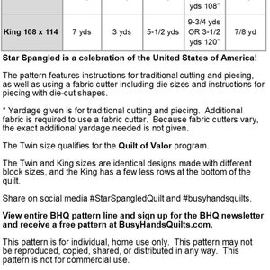 2 Sizes Star Spangled Quilt Pattern PRINTED, Twin and King, Red White Blue, American Flag Quilt of Valor, Myra Barnes of Busy Hands Quilts image 2