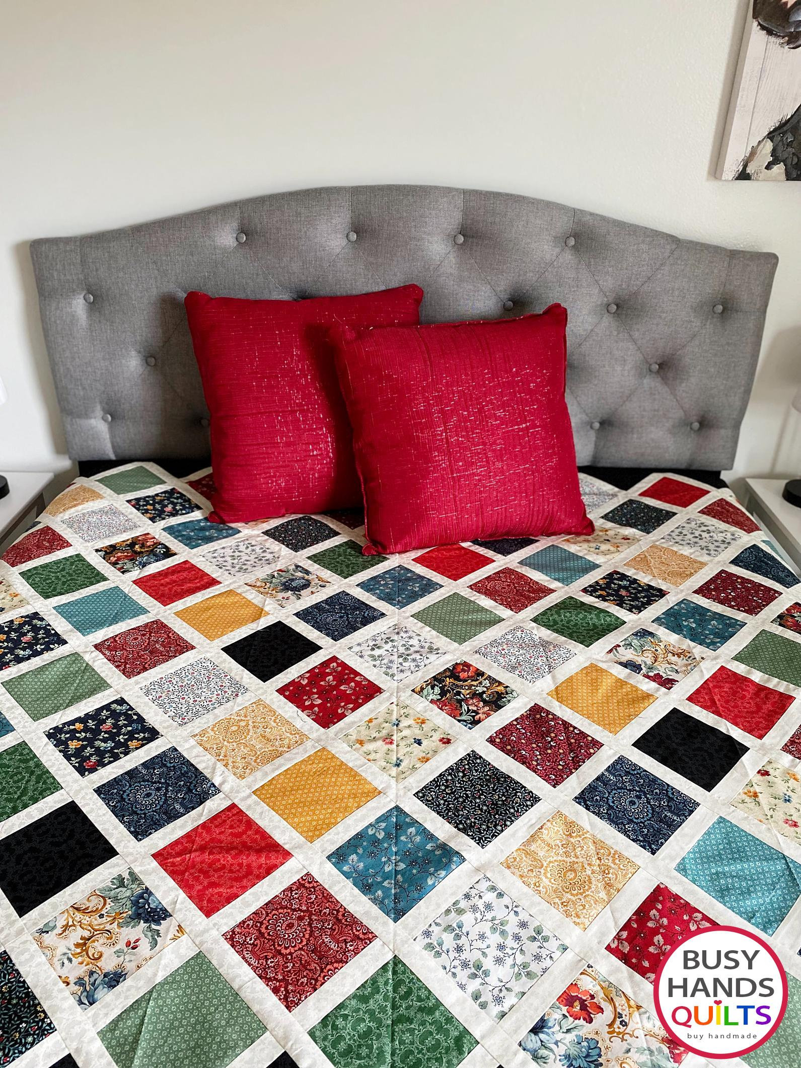 6 Sizes Make It Scrappy Quilt Pattern, PDF DIGITAL DOWNLOAD, Charm Squares Layer Cakes, Baby Lap Throw Twin Queen King, Busy Hands Quilts