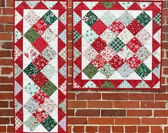 6 Sizes Jolie Quilt Pattern, PRINTED, 3 Runner sizes and 3 Topper / Wall Hanging sizes, Charm Square Packs, Busy Hands Quilts