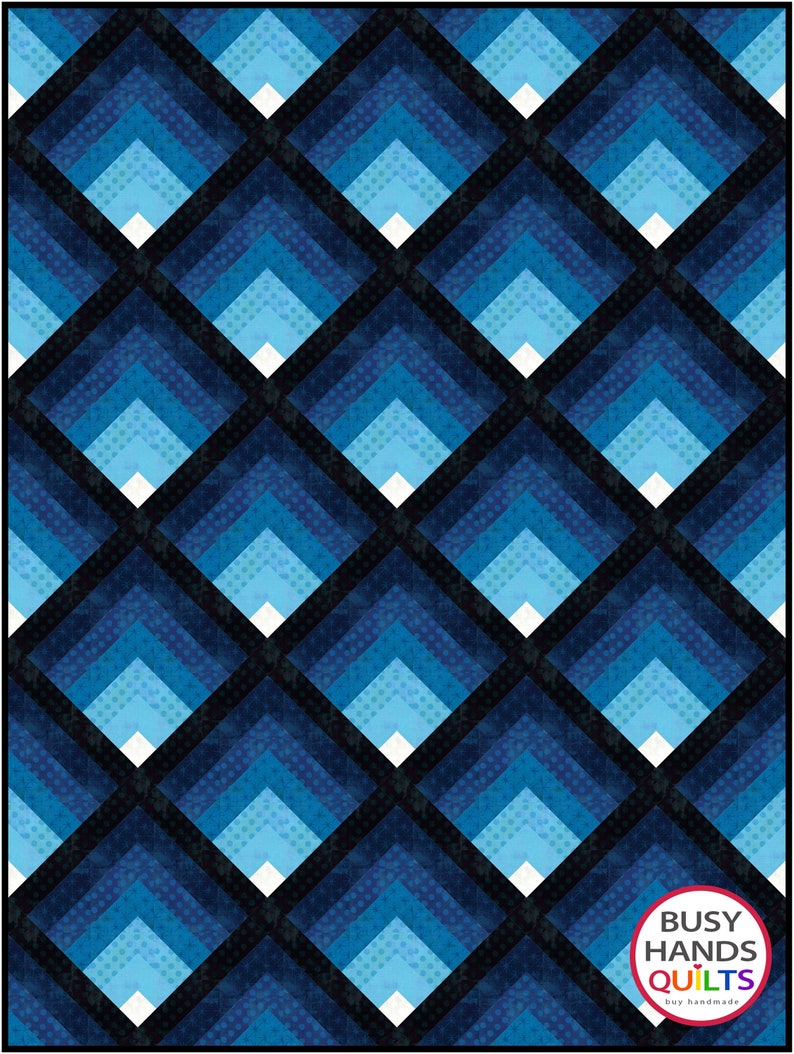 2 Sizes Waterfall II Quilt Pattern PRINTED, Throw and Queen Sizes, Ombre Gradating Pattern, Colorwash Log Cabin Blocks, Busy Hands Quilts image 3