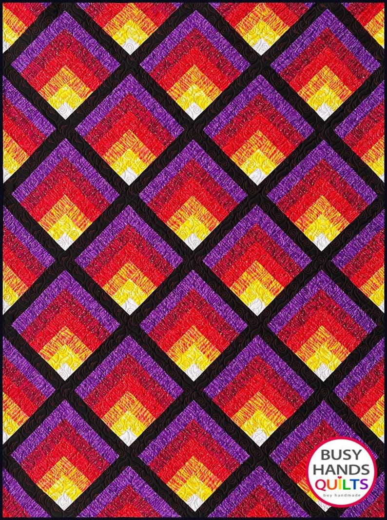 2 Sizes Waterfall II Quilt Pattern PRINTED, Throw and Queen Sizes, Ombre Gradating Pattern, Colorwash Log Cabin Blocks, Busy Hands Quilts image 5