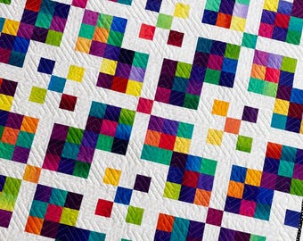 Handmade Grid Pop Baby Quilt READY TO SHIP in Essential Gradation Handcrafted by Busy Hands Quilts