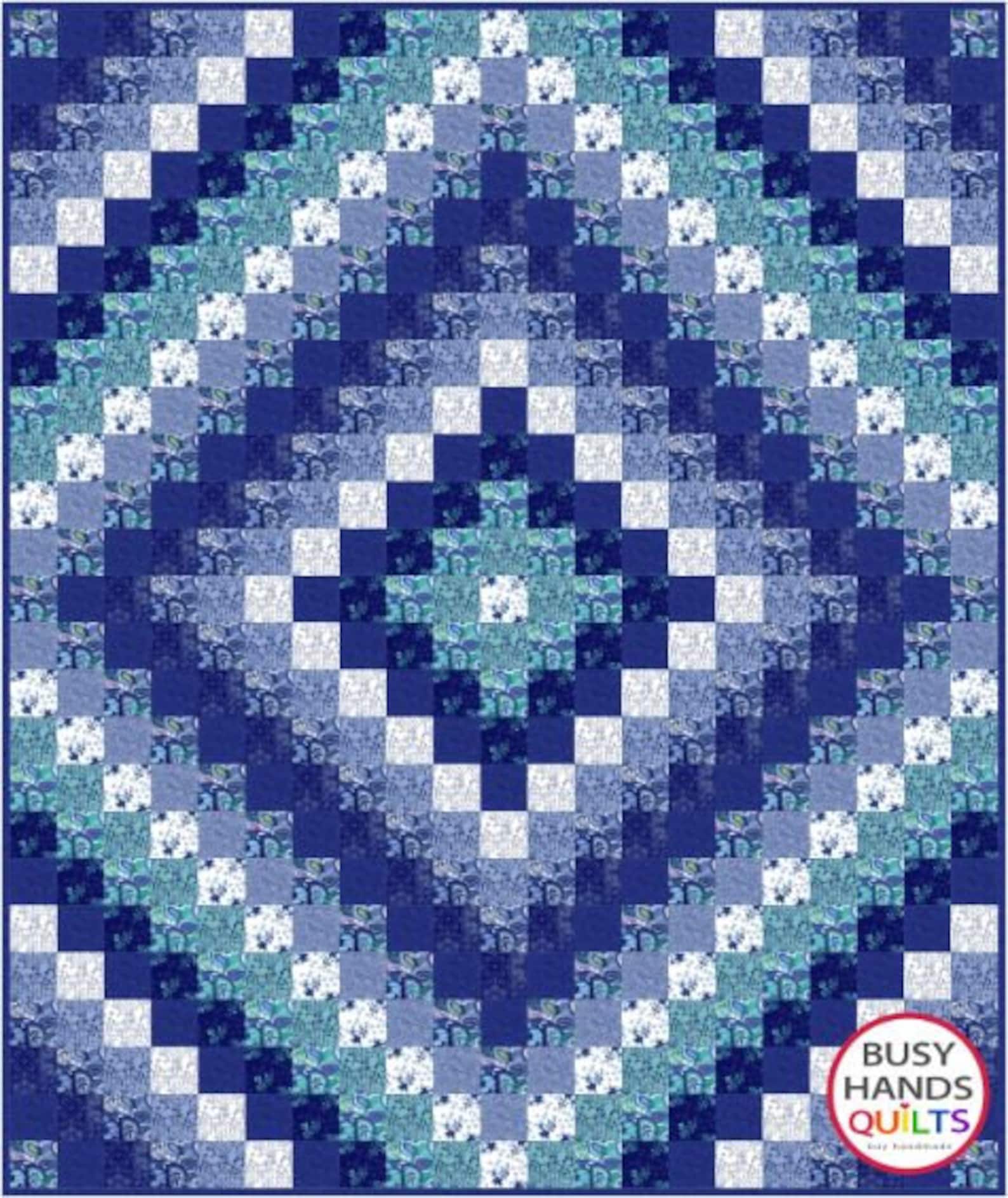 4 Sizes Around the World Quilt Pattern PRINTED, Baby Lap Throw Queen