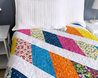 Handmade Journey Lap Quilt in Mini Fab READY TO SHIP by Myra Barnes of Busy Hands Quilts