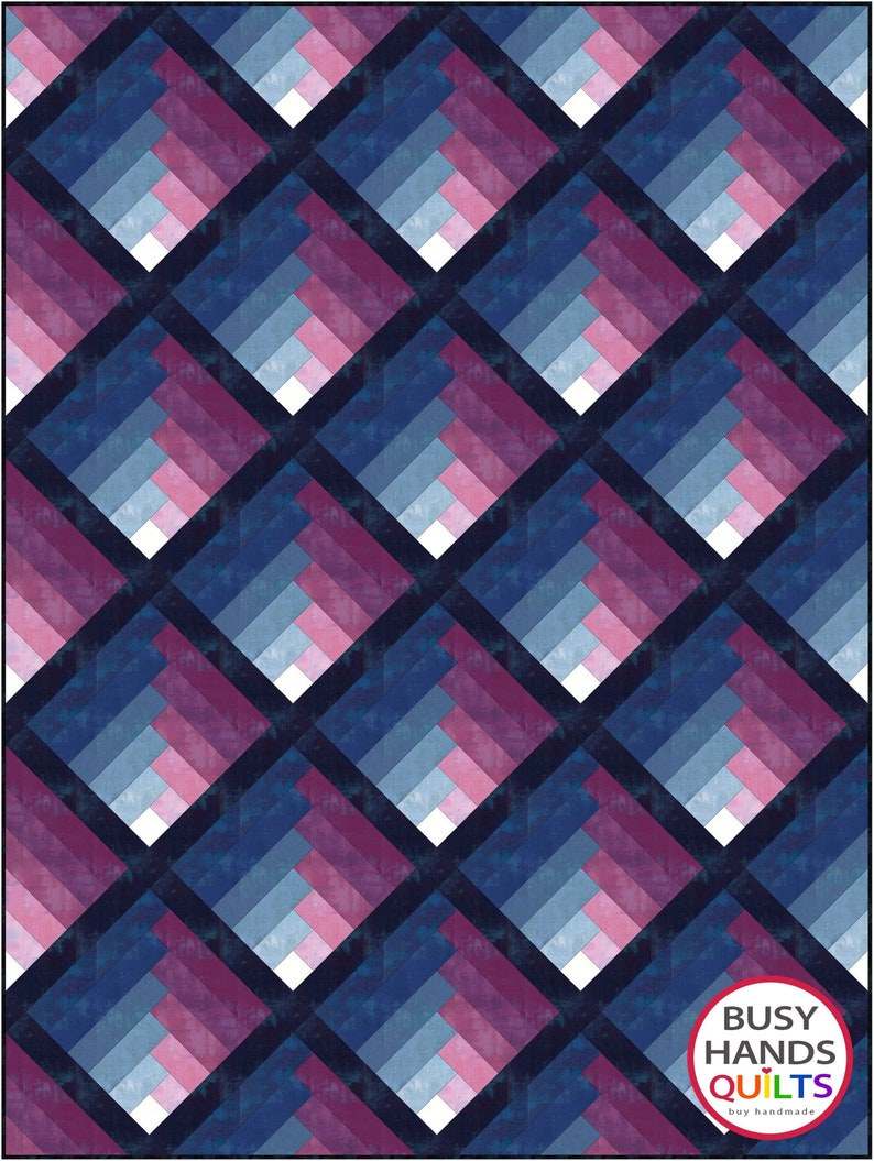 2 Sizes Waterfall Quilt Pattern PRINTED, Two Color Ombre Gradating Pattern, Throw and Queen, Colorwash Log Cabin Blocks, Busy Hands Quilts image 9