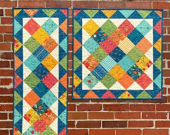 6 Sizes Jolie Quilt Pattern, PDF DIGITAL DOWNLOAD, 3 Runner sizes and 3 Topper / Wall Hanging sizes, Charm Square Packs, Busy Hands Quilts