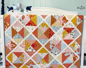 Handmade Sunshine Baby Quilt or Wall Hanging in Lazy Afternoon READY TO SHIP by Myra Barnes of Busy Hands Quilts