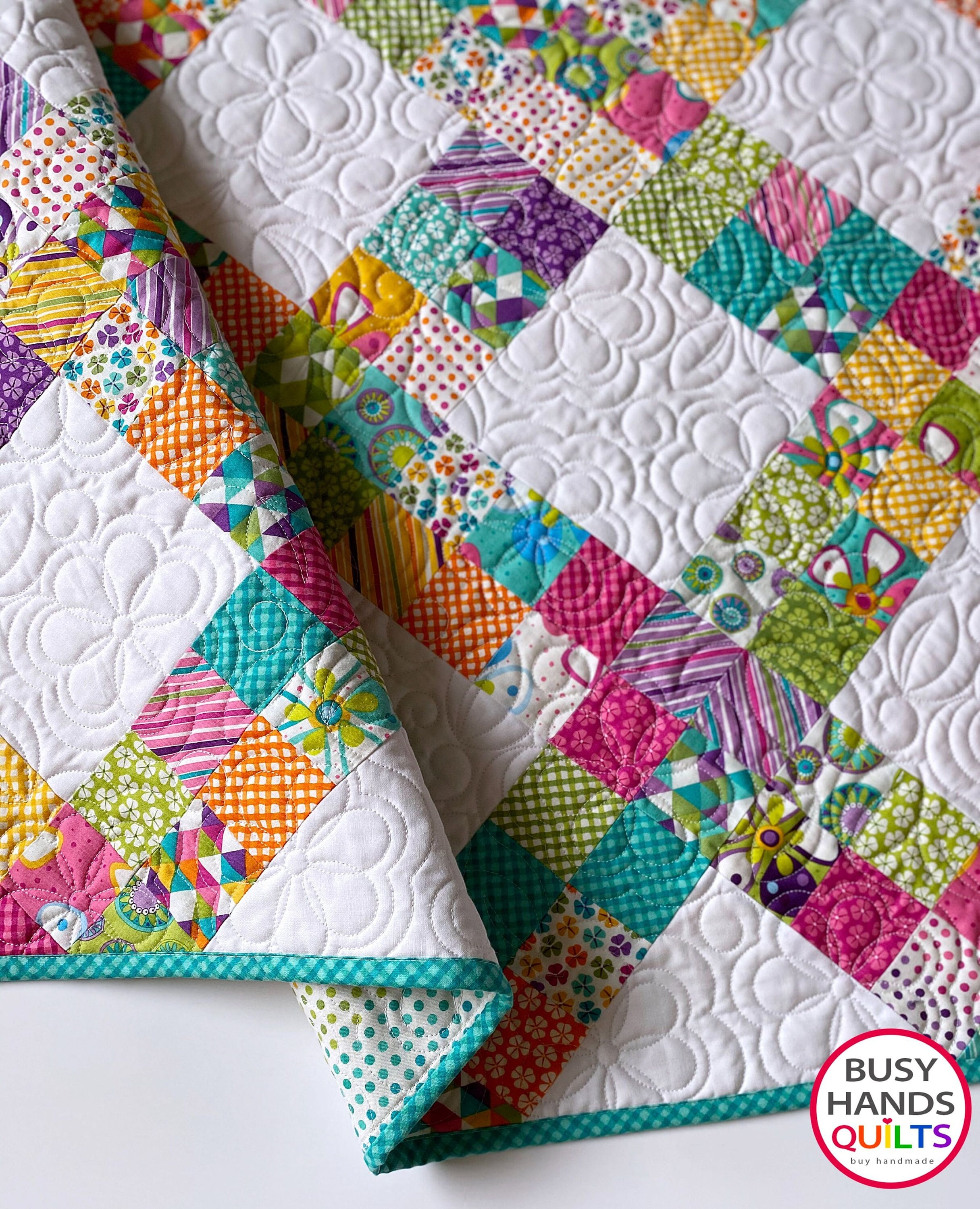 5 Sizes Hand Picked Quilt Pattern PAPER, Baby Throw Twin XL Queen King, Jelly Roll Friendly, Strip Pieced, Myra Barnes of Busy Hands Quilts