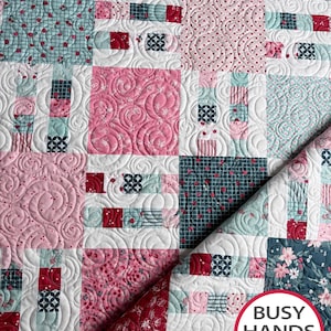 Wzór na kołdrę z płotem pikietowym w 7 rozmiarach, PDF do pobrania w wersji cyfrowej, łatwy i szybki, kocyk dla niemowląt Twin Queen King, warstwowe torty lub FQ, kołdry Busy Hands