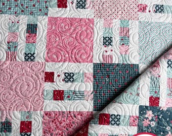 7 Sizes Picket Fence Quilt Pattern, PDF DIGITAL DOWNLOAD, Easy and Quick, Baby Throw Twin Queen King, Layer Cakes or FQs, Busy Hands Quilts