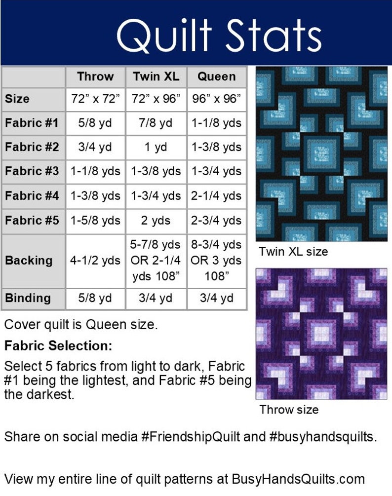 3 Sizes Friendship Quilt Pattern PRINTED, Easy Quilt Pattern, Ombre Colorwash Pattern, Throw Twin XL Queen, Myra Barnes Busy Hands Quilts image 2