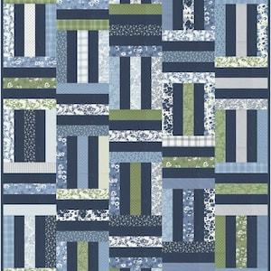 5 Sizes Skyline Divide Quilt Pattern PDF DIGITAL DOWNLOAD, Baby Throw Twin Queen King, Quick and Easy, Jelly Rolls or FQs, Busy Hands Quilts