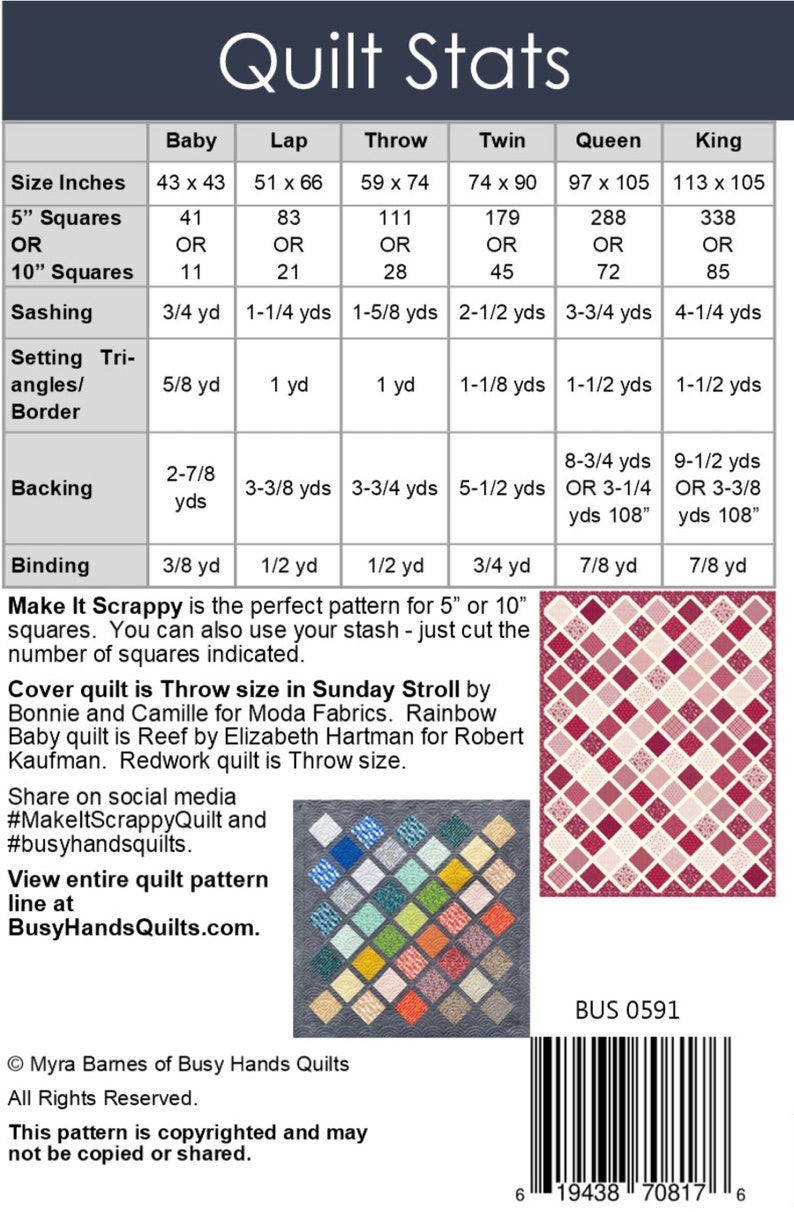 6 Sizes Make It Scrappy Quilt Pattern PRINTED Charm Squares Etsy