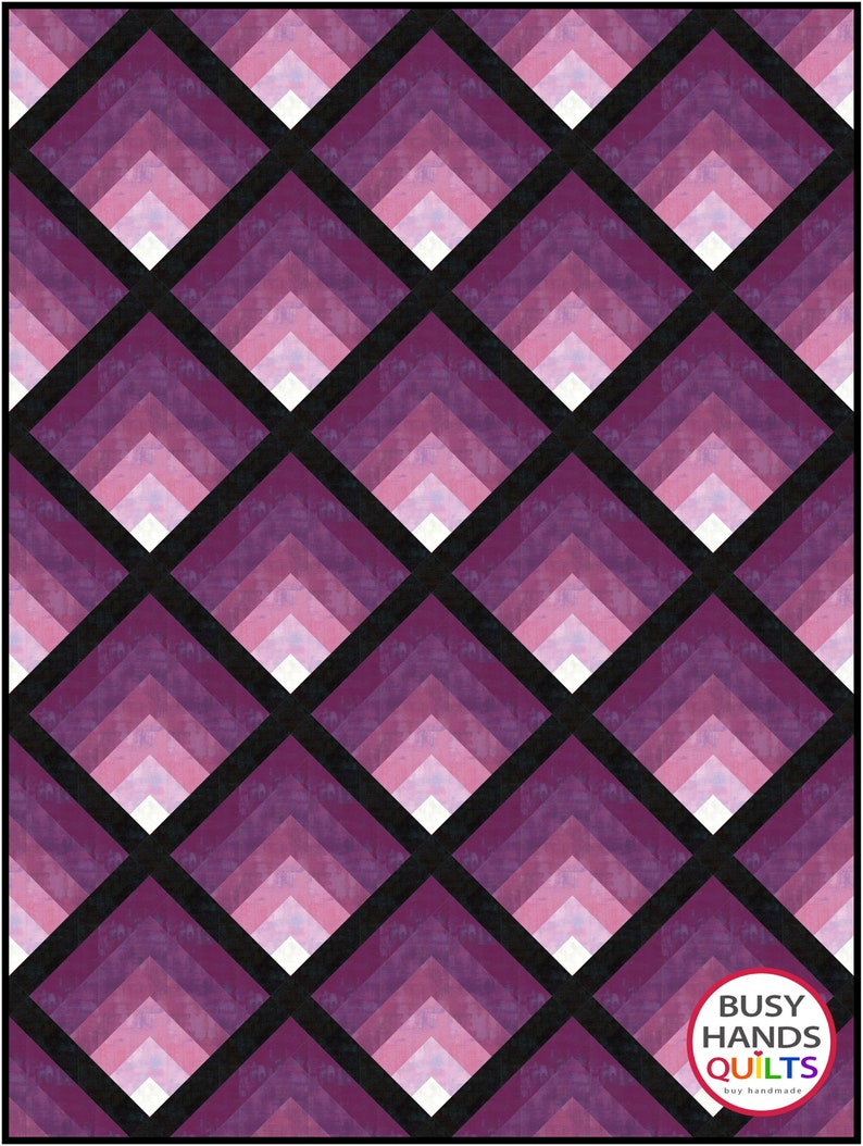 2 Sizes Waterfall II Quilt Pattern PRINTED, Throw and Queen Sizes, Ombre Gradating Pattern, Colorwash Log Cabin Blocks, Busy Hands Quilts image 8