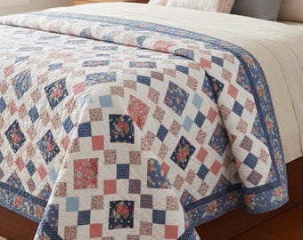 Granny's Square Patch QUEEN Size Quilt Kit in A Cat Named Stitch - Choice of Border Fabric