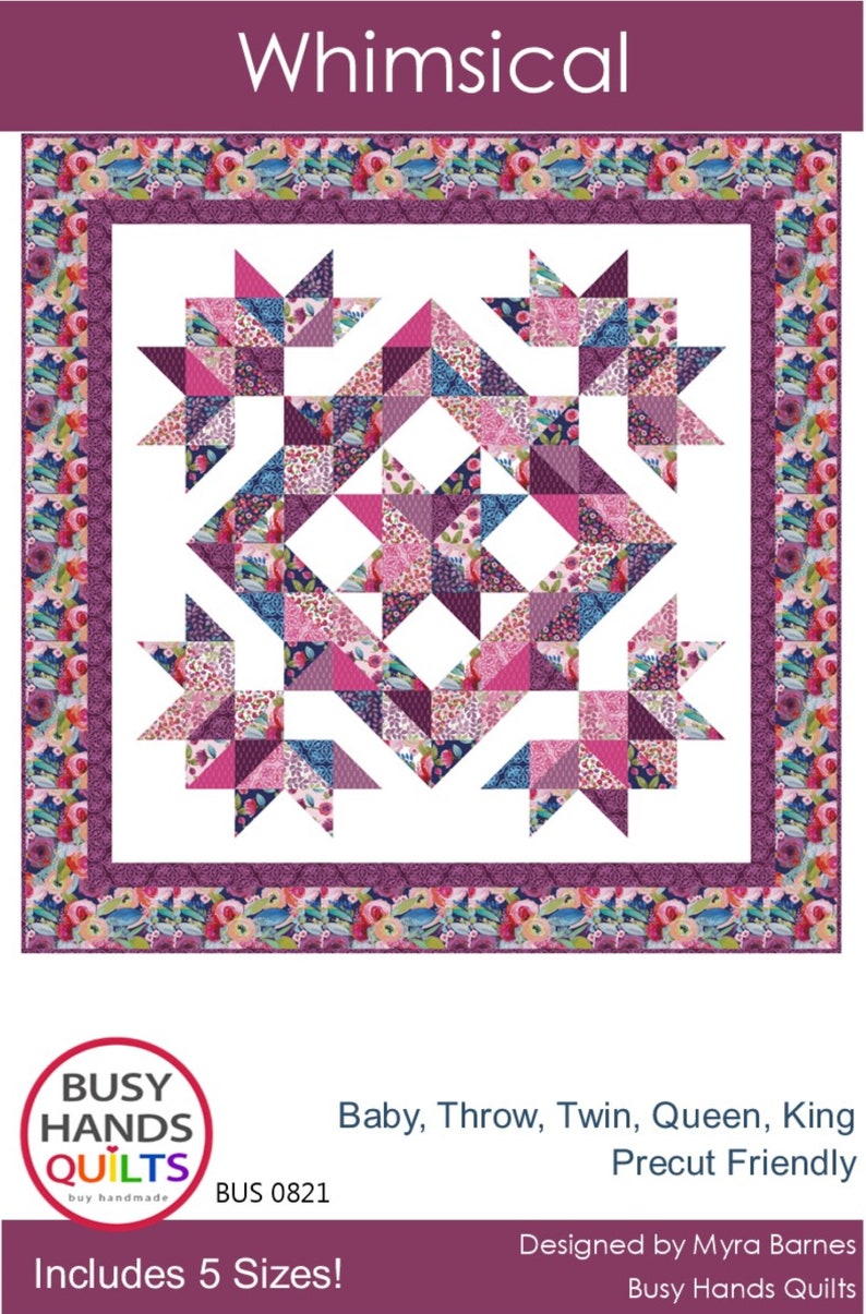 5 Sizes Whimsical Quilt Pattern PRINTED, Charm Squares or Fqs, Baby ...