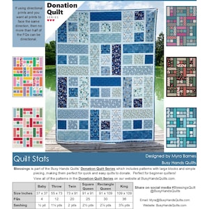 6 storlekar Blessings Quiltmönster PDF DIGITAL NEDLADDNING, Baby Throw Twin Queen King, Fat Quarter Friendly, Snabbt och enkelt, Busy Hands Quilts bild 3